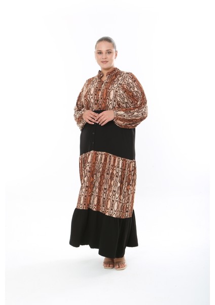 Kadın Likralı Viskon Büyük Beden Elbise