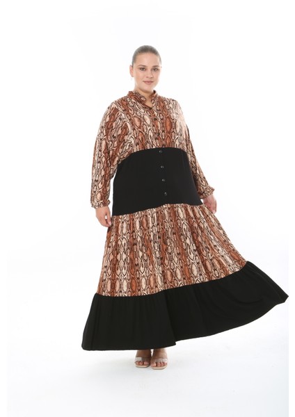 Kadın Likralı Viskon Büyük Beden Elbise