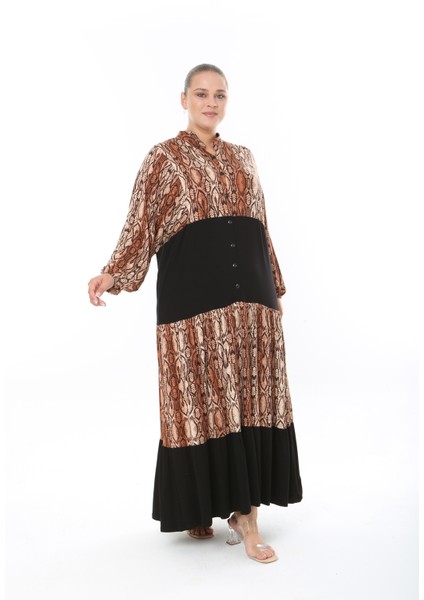 Kadın Likralı Viskon Büyük Beden Elbise