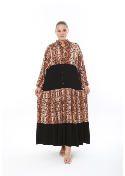 Kadın Likralı Viskon Büyük Beden Elbise