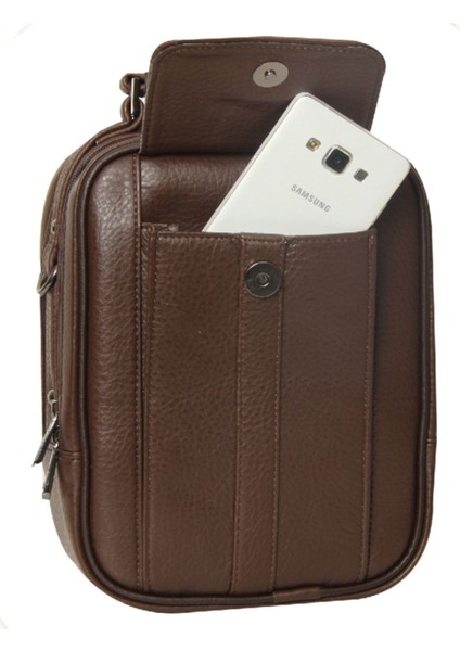 Erkek Çelik Kasalı El ve Omuz Çantası, Kahverengi, Şık ve Dayanıklı Tasarım