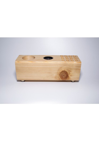 Kahverengi Ahşap Gece ve Masa Lambası ile Kalemlik Seti