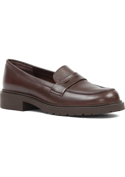Kadın Kahverengi Deri Loafer modelleri