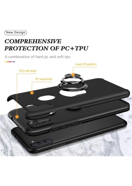 Samsung Galaxy A11 Kılıf Elit Yüzüklü Kapak - Siyah fiyatları