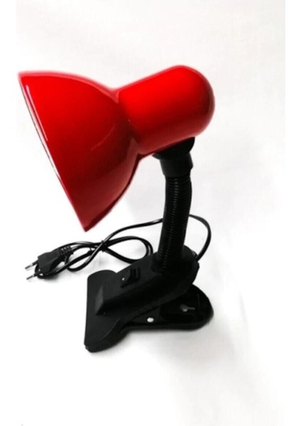 Kırmızı Mandallı Spiralli Retro Çalışma Öğrenci Masa Lambası