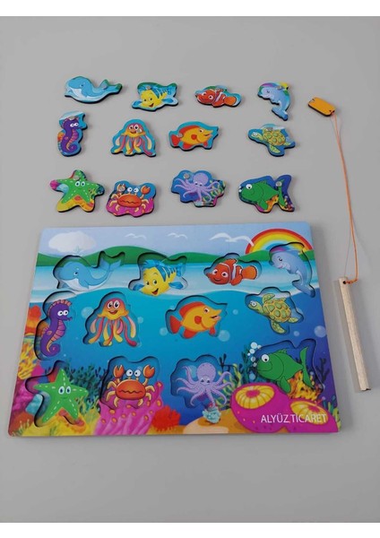 Ahşap Mıknatıslı Balık Tutma Oyunu, Eğitici ve Montessori Gelişim Destekli