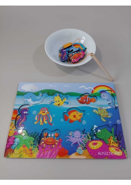 Ahşap Mıknatıslı Balık Tutma Oyunu, Eğitici ve Montessori Gelişim Destekli fiyatları