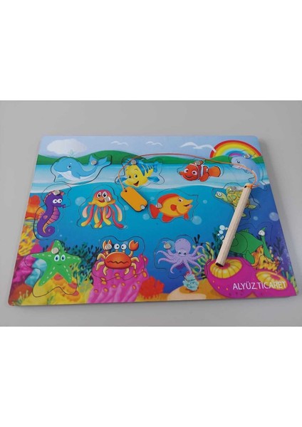 Ahşap Mıknatıslı Balık Tutma Oyunu, Eğitici ve Montessori Gelişim Destekli