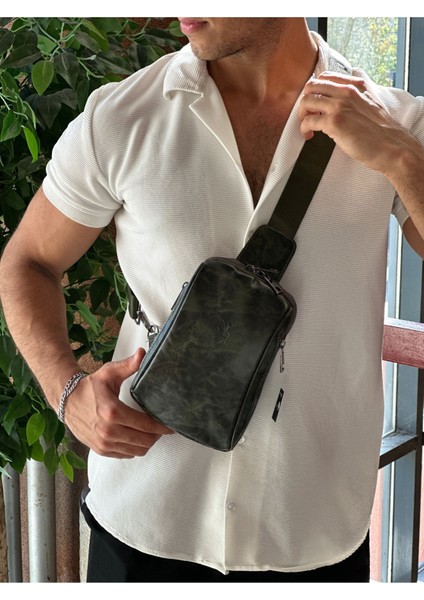 Yeşil Vegan Deri Erkek Omuz ve Sırt Çantası, Şık ve Hafif Tasarım fiyatları
