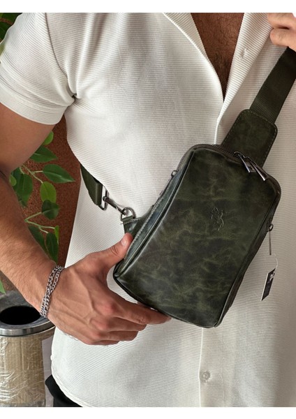 Yeşil Vegan Deri Erkek Omuz ve Sırt Çantası, Şık ve Hafif Tasarım modelleri