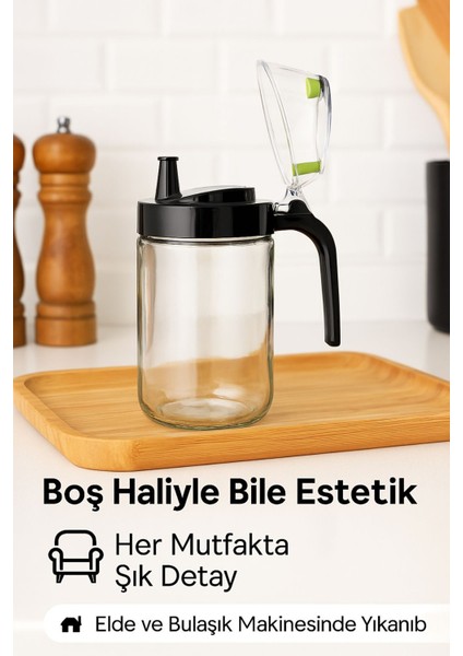 660 ml Şeffaf Cam Yağdanlık – Zeytinyağı, Sirke, Nar Ekşisi Için Ideal Siyah modelleri