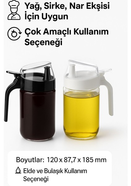 660 ml Şeffaf Cam Yağdanlık – Zeytinyağı, Sirke, Nar Ekşisi Için Ideal Siyah fırsatları