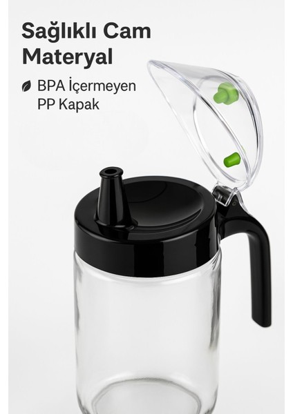 660 ml Şeffaf Cam Yağdanlık – Zeytinyağı, Sirke, Nar Ekşisi Için Ideal Siyah indirimleri