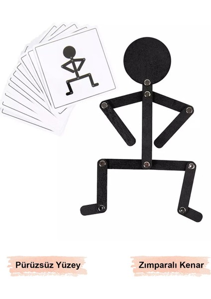 Ahşap Çöp Adam Eğitici Puzzle ve Bloklar Seti, Montessori Dostu Eğlenceli Oyuncak modelleri