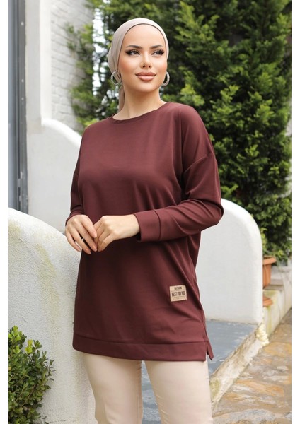 Yeni Stil Kahve Arma Detaylı Tunik 10020 ( Lisinya )