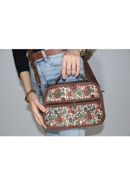 Etnik Tarz Kilim Desenli Omuz ve Kol Çantası, Günlük Kullanım Için Kumaş Çanta