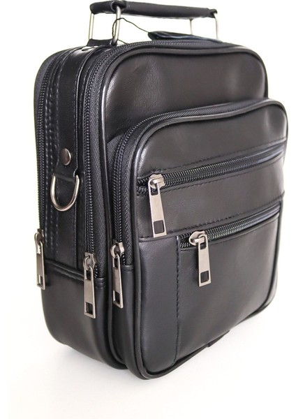 Erkek Için Ayarlanabilir Fermuarlı Deri El ve Omuz Çantası, Siyah modelleri