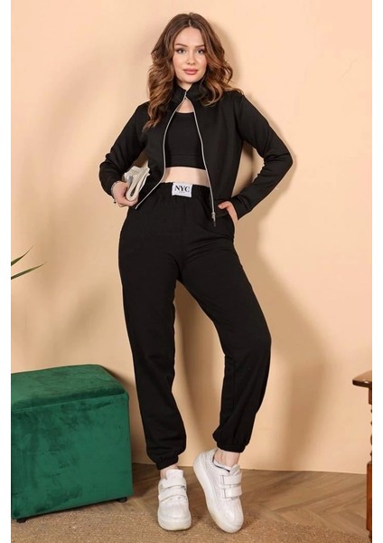 Rahatlığın Şıklığı Tarz Siyah Paçası Lastikli Eşofman Altı ( Lisinya ) modelleri
