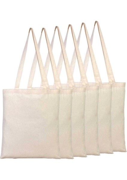 Beyaz 6'lı Ham Bez Çanta 35X40 Cm, Şık ve Kullanışlı Doğal Bez Çanta Seti