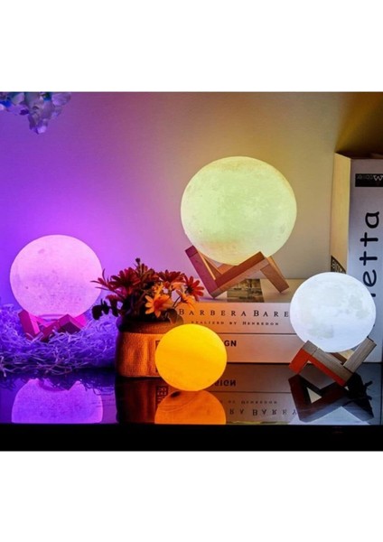 Renkli Ahşap Ayaklı 12 cm Masa ve Gece Lambası USB Kablo ile Aydınlatma