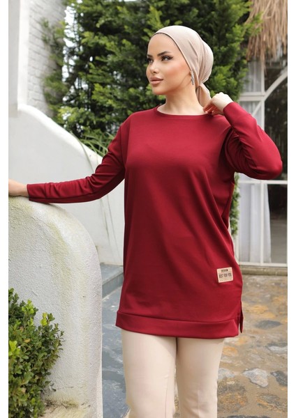 Yeni Stil Bordo Arma Detay Tunik 10020 ( Lisinya )