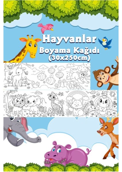 Orman Temalı Dev Boyama Kağıdı, 2,5 Metre Rulo, Çocuklar Için Eğlenceli ve Öğretici
