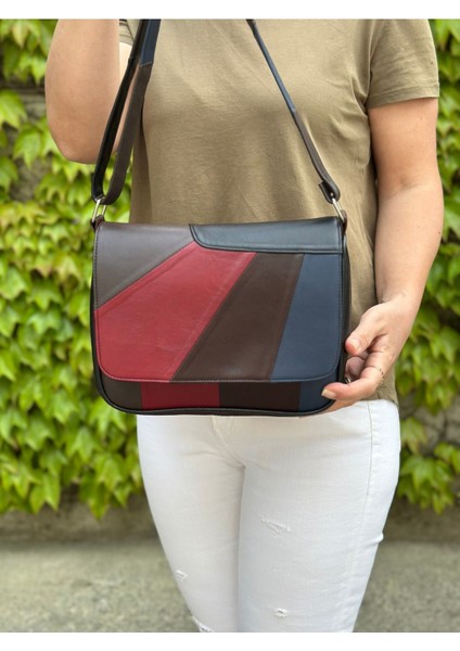 Renkli Hakiki Deri Orta Boy Çapraz Kadın Çantası 25X21X7 cm indirimleri