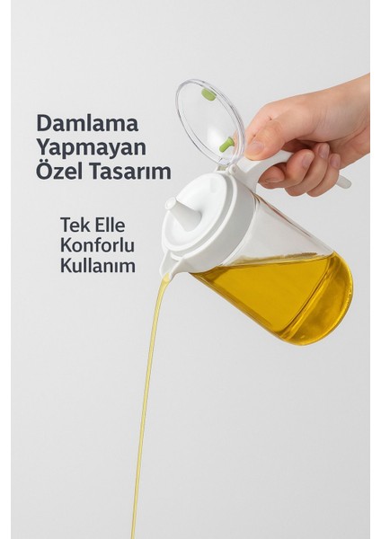660 ml Şeffaf Cam Yağdanlık – Zeytinyağı, Sirke, Nar Ekşisi Için Ideal Beyaz modelleri