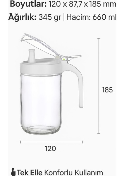 660 ml Şeffaf Cam Yağdanlık – Zeytinyağı, Sirke, Nar Ekşisi Için Ideal Beyaz indirimleri