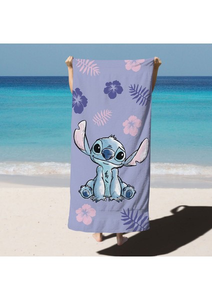 Stitch Plaj Havlusu Sınır Ötesi Sıcak Satış Karikatür Banyo Havlusu Star ve Stitch Çocuk Plaj Deniz Kenarı Yüzme Spor Havlusu (Yurt Dışından)