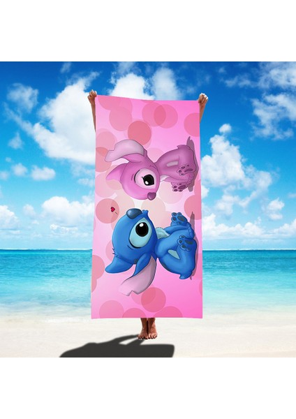 Stitch Plaj Havlusu Sınır Ötesi Sıcak Satış Karikatür Banyo Havlusu Star ve Stitch Çocuk Plaj Deniz Kenarı Yüzme Spor Havlusu (Yurt Dışından)