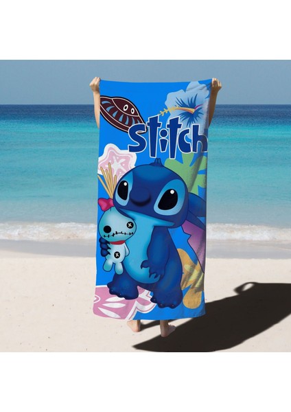 Stitch Plaj Havlusu Sınır Ötesi Sıcak Satış Karikatür Banyo Havlusu Star ve Stitch Çocuk Plaj Deniz Kenarı Yüzme Spor Havlusu (Yurt Dışından)