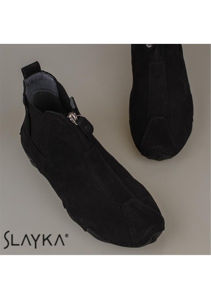 Siyah Flexible Erkek Hakiki Nubuk Deri Esnek Kauçuk Bot indirimleri