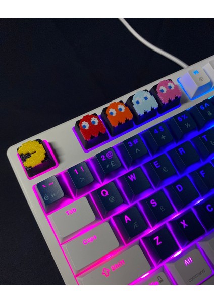 Pac-Man Klavye Tuş Seti (5’li) – Retro Ghost & Pacman Keycap | Mekanik Klavye Uyumlu modelleri