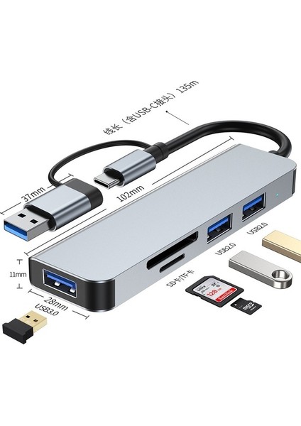 Jingyi Cerastes 7in2 7 Port 2si 1 Arada USB 3.0 Hub Tip-C Adaptör USB 2.0 Yüksek Hızlı Iletim Çok P (Yurt Dışından) fiyatları