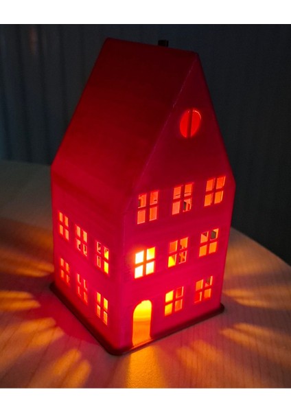 Kırmızı Yakut Şans Evi Dekor Gece Lambası Pilli LED Mum Hediye fırsatları