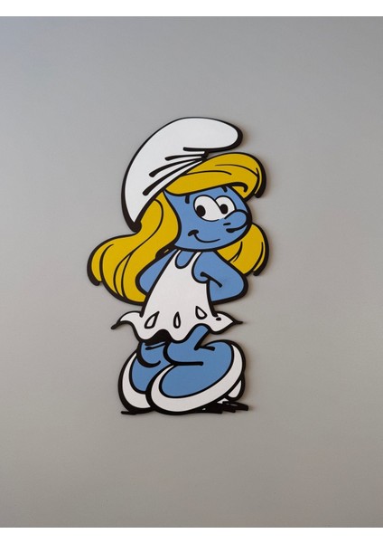 Renkli Ahşap Şirinler Şirine Çocuk Odası Gece Lambası 20X33 cm fiyatları