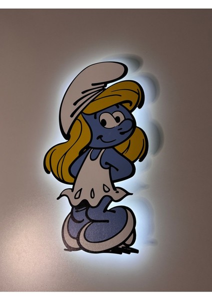 Renkli Ahşap Şirinler Şirine Çocuk Odası Gece Lambası 20X33 cm fırsatları