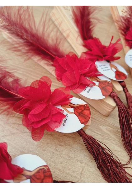 Henna Night ,kına Hediyelik Yelpaze Bordo 10 Adet modelleri