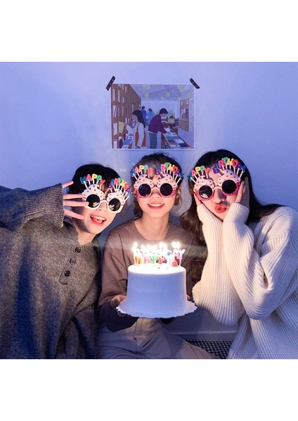 Happy Birthday Yazılı Pembe Fuşya Renk Parti Gözlüğü 12X7 cm modelleri