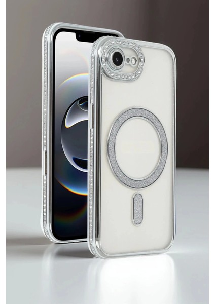 Bfs Apple iPhone 16E Joke Simli Magneticsafe Kılıf - Gümüş