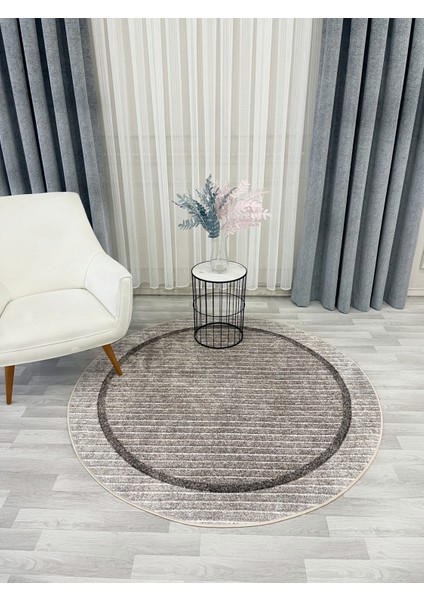 Bej Renk Iskandinav Tarzı Kaymaz Taban Sisal Görünüm Daire Halı