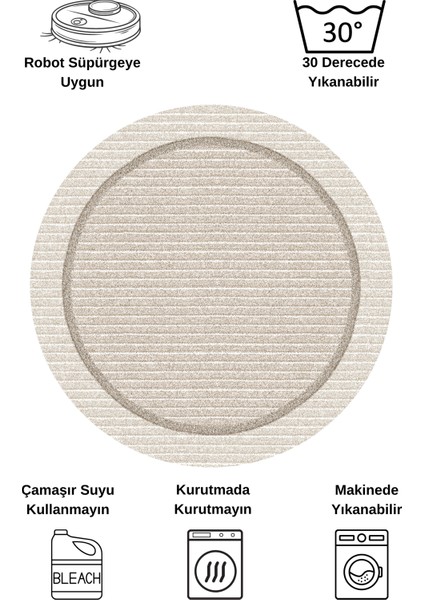Bej Renk Iskandinav Tarzı Kaymaz Taban Sisal Görünüm Daire Halı