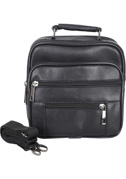 Şık Siyah Kuzu Deri Erkek Çanta 24X30 Cm, Dayanıklı ve Zarif Tasarım