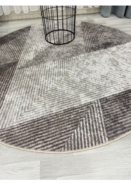 Bej Renk Geometrik Desen Kaymaz Taban Yolluk Halı modelleri