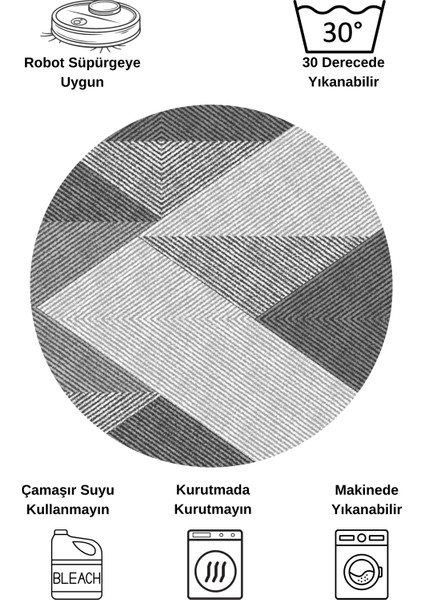 Gri Renk Geometrik Desen Kaymaz Taban Yolluk Halı indirimleri