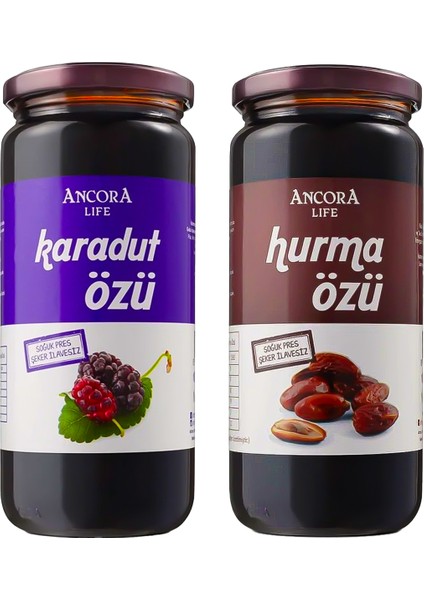 2'li Avantaj Paketi - Karadut Özü, Hurma Özü - Şeker İlavesiz Soğuk Sıkım 640 Gr x 2 Adet