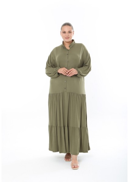 Kadın Likralı Viskon Büyük Beden Elbise