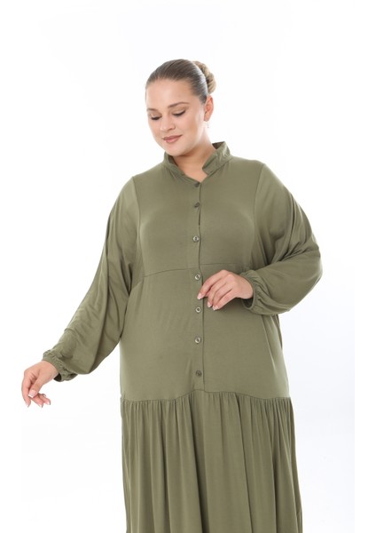 Kadın Likralı Viskon Büyük Beden Elbise