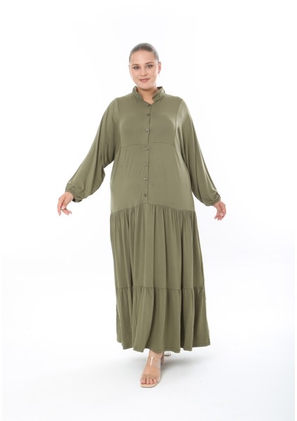 Kadın Likralı Viskon Büyük Beden Elbise